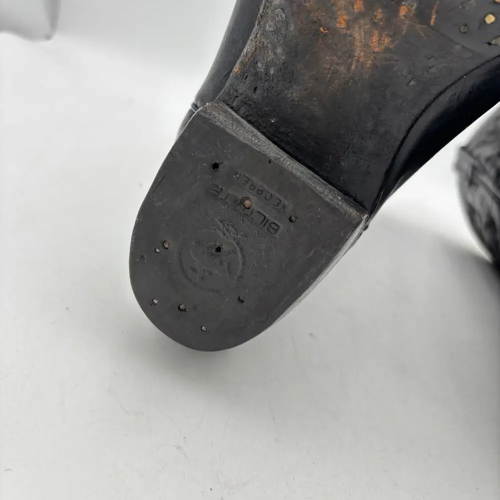 Vintage J. Chisholm Black Leather Cowboy Boots Mens 11.5D Western Cowboy